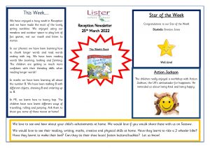 thumbnail of Reception Newsletter 25th Mar 22 1