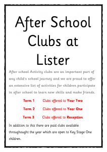 thumbnail of After School Clubs at Lister updated