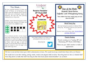 thumbnail of Reception Newsletter 24th March 23