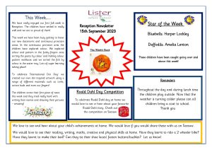 thumbnail of Reception Newsletter 15th Sep 23