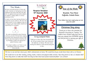 thumbnail of Reception Newsletter 15th Dec 23