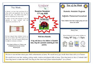 thumbnail of Reception Newsletter 11th Jul 25