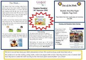 thumbnail of Reception Newsletter 26th Sep 25