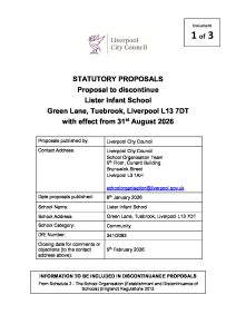 thumbnail of Proposal to discontinue Lister Infants