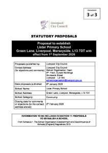 thumbnail of Proposal to establish Lister Primary School
