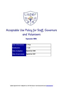 thumbnail of Acceptable Use Policy for Staff, Governors and Volunteers